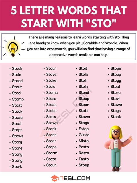 5 Letter Words that start with STO (STO